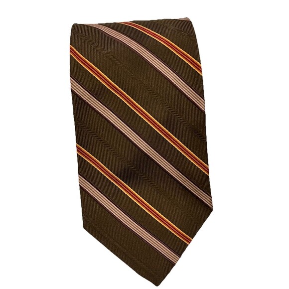 Jos. A. Bank Striped Green Silk Neck Tie Made in Italy 3.5” W 60” Long - Picture 2 of 8